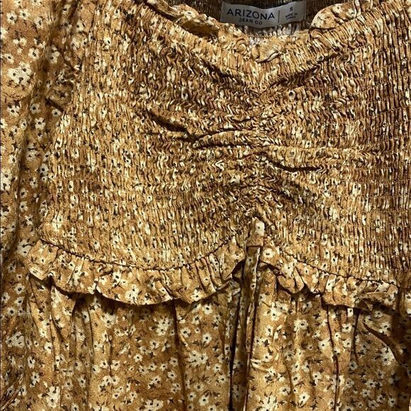 Arizona Jean‎ Co Golden Brown Floral Smocked Peplum Blouse NWT Size Small - Picture 6 of 11
